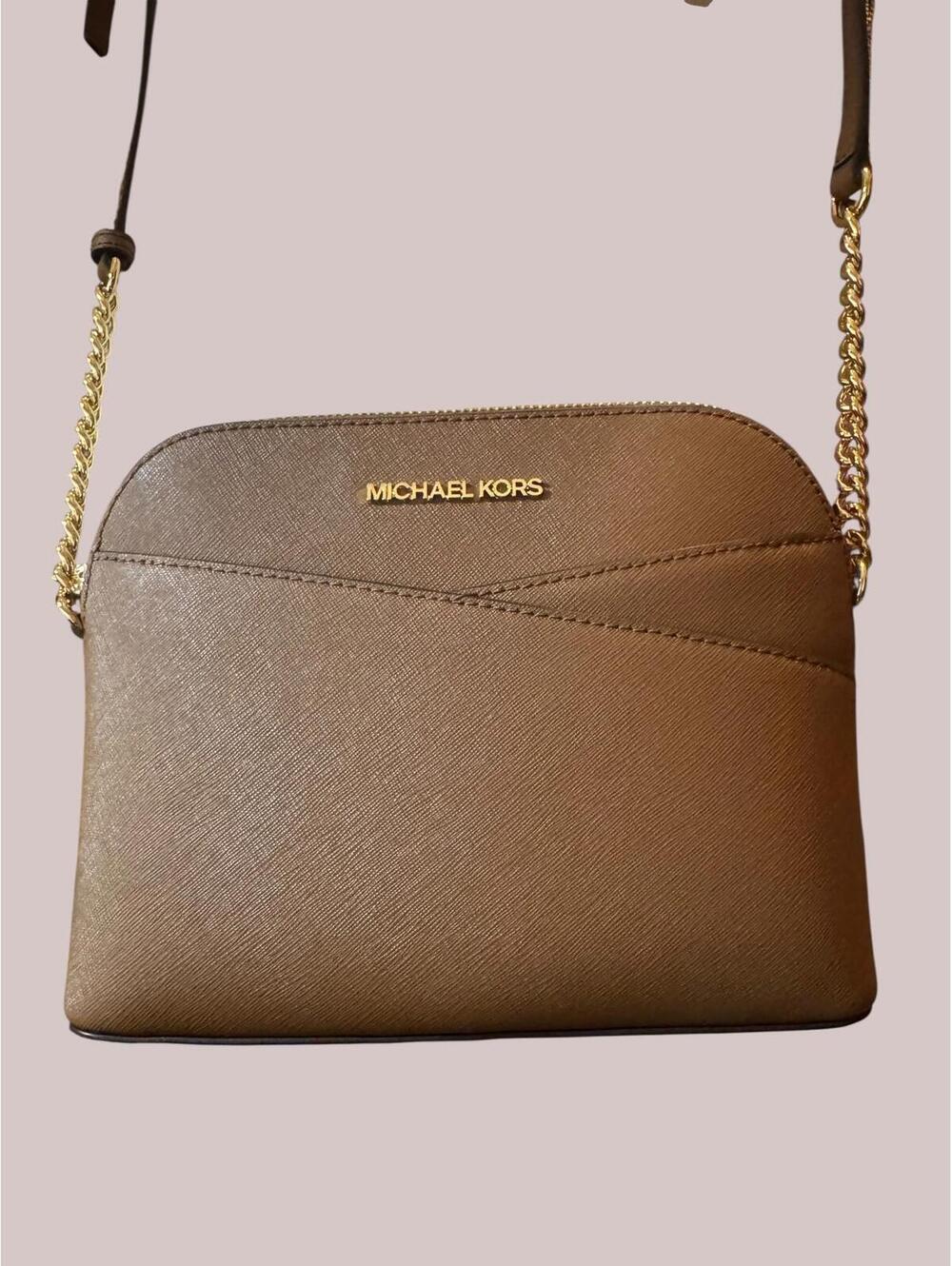 Michael Kors Brown Leather Crossbody with Gold Chain Strap - Picture 2 of 7